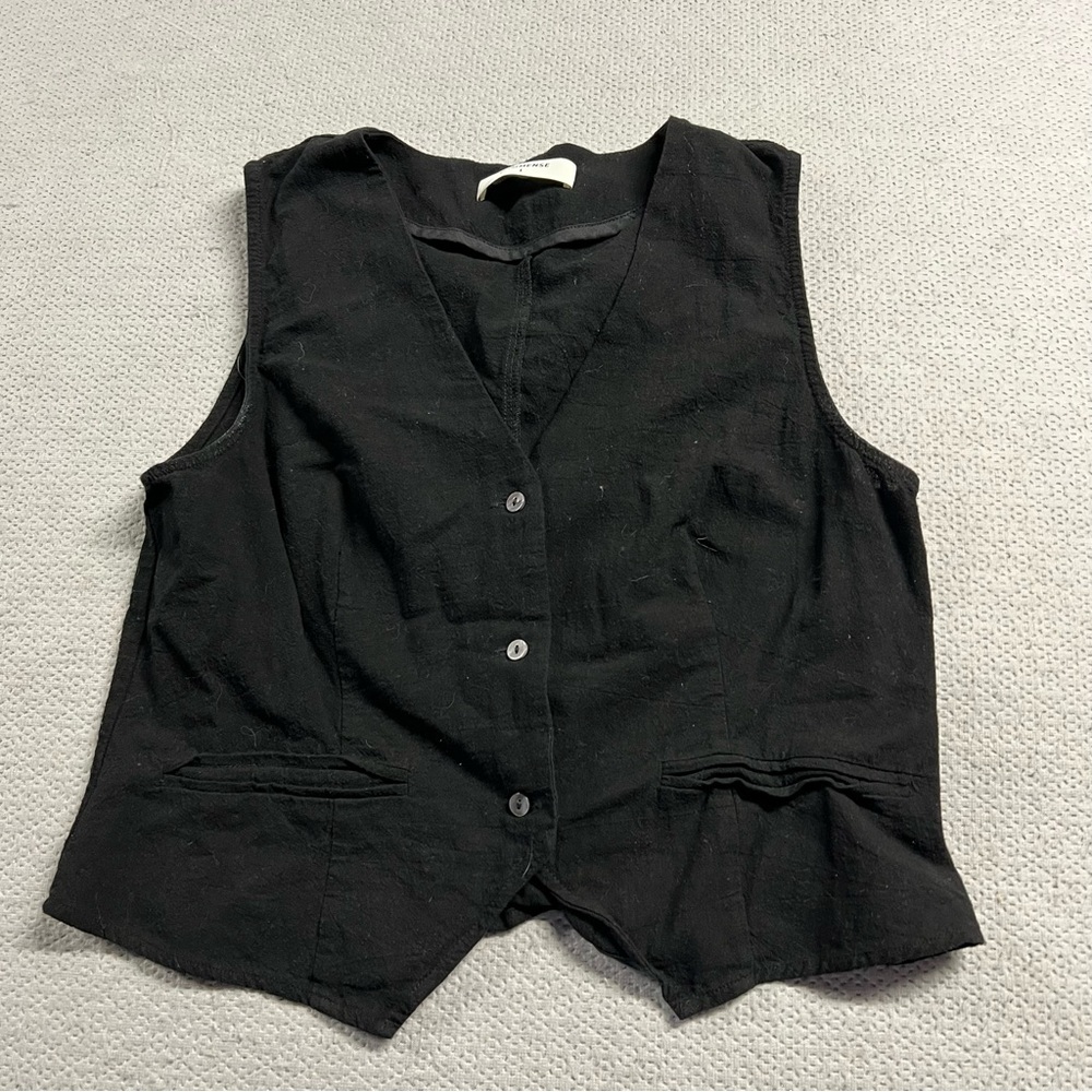 Commense Women’s Black Cotton Casual Vest Size Large EUC
